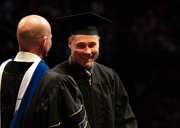 Students graduate from College of Physical Sciences and Engineering. Convocation held in the Hart Building Auditorium.