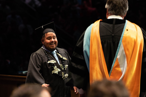 Students graduate from College of Physical Sciences and Engineering. Convocation held in the Hart Building Auditorium.