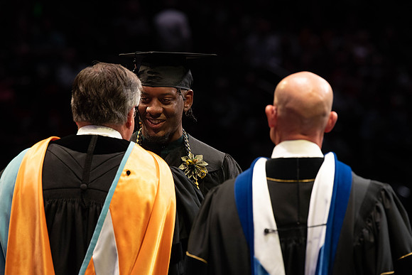 Students graduate from College of Physical Sciences and Engineering. Convocation held in the Hart Building Auditorium.