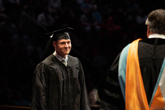 Students graduate from College of Physical Sciences and Engineering. Convocation held in the Hart Building Auditorium.
