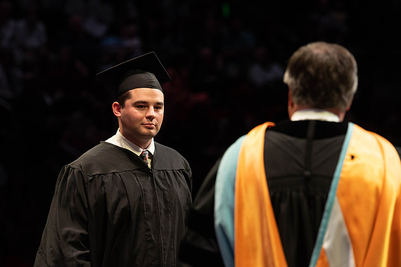 Students graduate from College of Physical Sciences and Engineering. Convocation held in the Hart Building Auditorium.