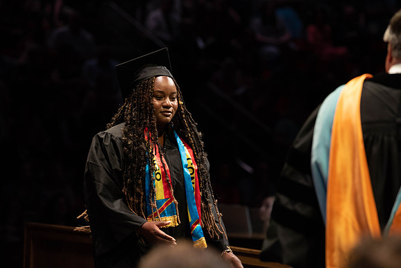 Students graduate from College of Physical Sciences and Engineering. Convocation held in the Hart Building Auditorium.
