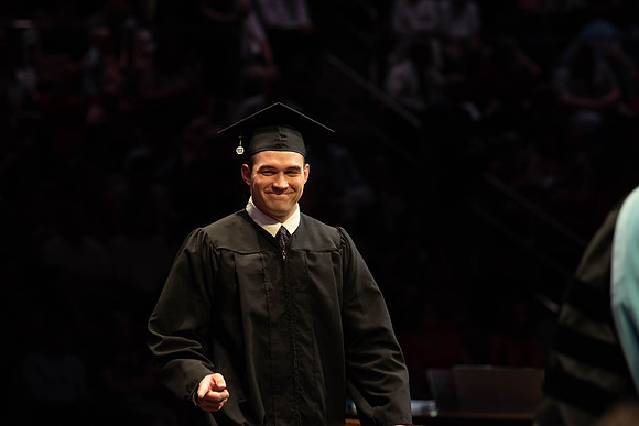 Students graduate from College of Physical Sciences and Engineering. Convocation held in the Hart Building Auditorium.