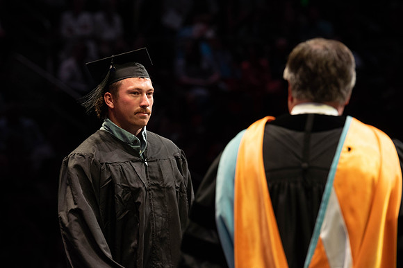 Students graduate from College of Physical Sciences and Engineering. Convocation held in the Hart Building Auditorium.
