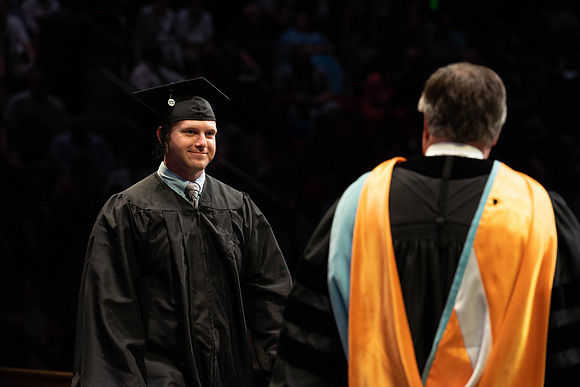 Students graduate from College of Physical Sciences and Engineering. Convocation held in the Hart Building Auditorium.