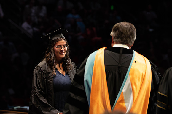 Students graduate from College of Physical Sciences and Engineering. Convocation held in the Hart Building Auditorium.