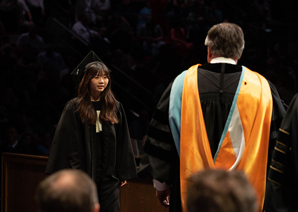 Students graduate from College of Physical Sciences and Engineering. Convocation held in the Hart Building Auditorium.