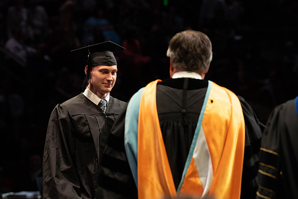Students graduate from College of Physical Sciences and Engineering. Convocation held in the Hart Building Auditorium.