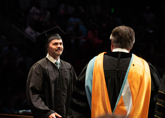 Students graduate from College of Physical Sciences and Engineering. Convocation held in the Hart Building Auditorium.