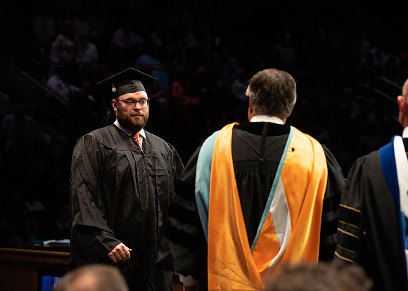 Students graduate from College of Physical Sciences and Engineering. Convocation held in the Hart Building Auditorium.