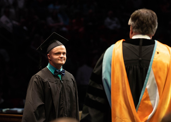 Students graduate from College of Physical Sciences and Engineering. Convocation held in the Hart Building Auditorium.