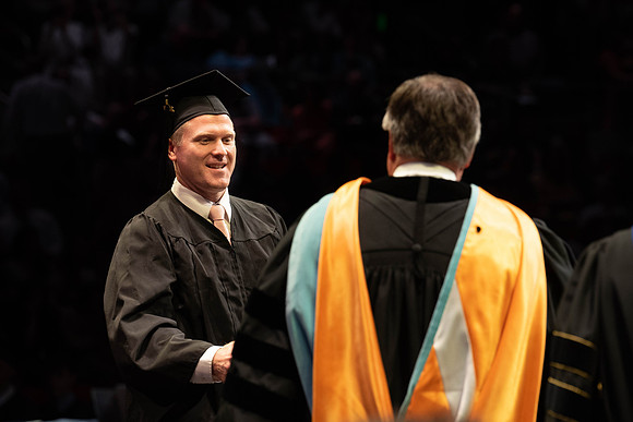 Students graduate from College of Physical Sciences and Engineering. Convocation held in the Hart Building Auditorium.