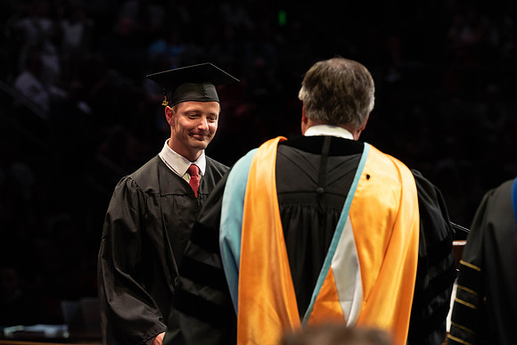 Students graduate from College of Physical Sciences and Engineering. Convocation held in the Hart Building Auditorium.