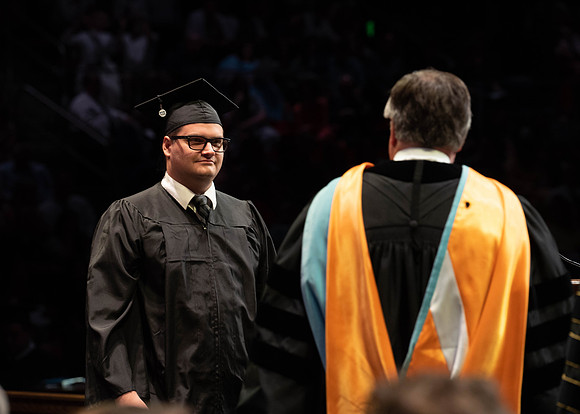 Students graduate from College of Physical Sciences and Engineering. Convocation held in the Hart Building Auditorium.