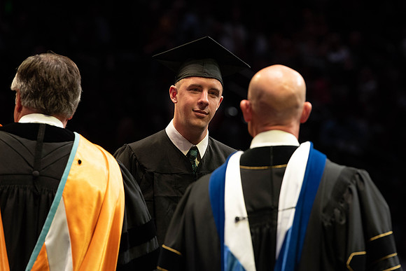 Students graduate from College of Physical Sciences and Engineering. Convocation held in the Hart Building Auditorium.