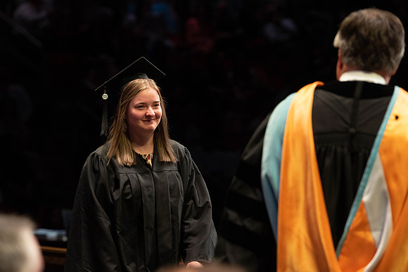 Students graduate from College of Physical Sciences and Engineering. Convocation held in the Hart Building Auditorium.
