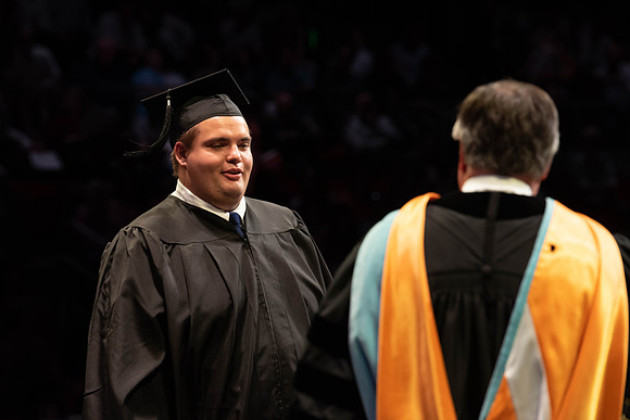 Students graduate from College of Physical Sciences and Engineering. Convocation held in the Hart Building Auditorium.