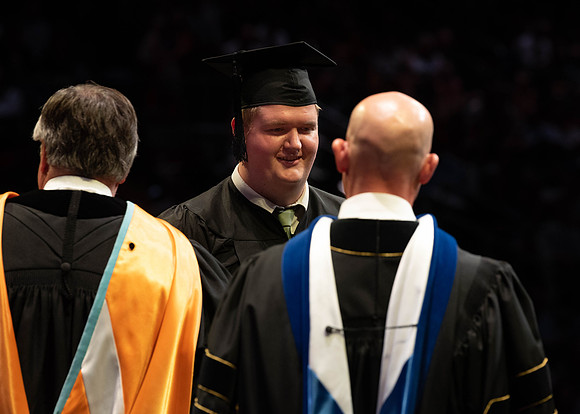 Students graduate from College of Physical Sciences and Engineering. Convocation held in the Hart Building Auditorium.