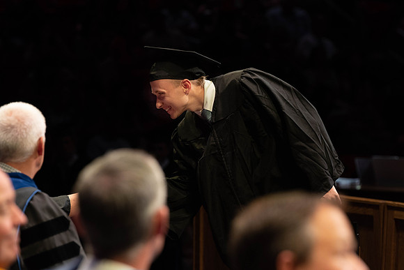 Students graduate from College of Physical Sciences and Engineering. Convocation held in the Hart Building Auditorium.