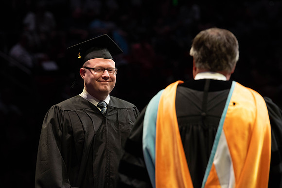 Students graduate from College of Physical Sciences and Engineering. Convocation held in the Hart Building Auditorium.