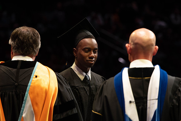 Students graduate from College of Physical Sciences and Engineering. Convocation held in the Hart Building Auditorium.