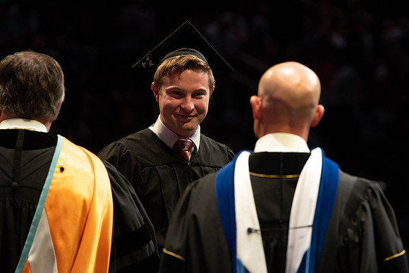 Students graduate from College of Physical Sciences and Engineering. Convocation held in the Hart Building Auditorium.