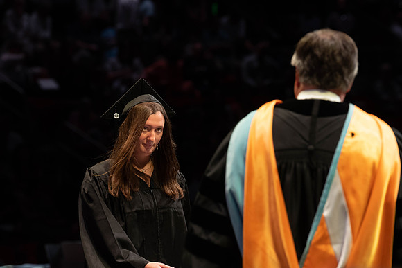 Students graduate from College of Physical Sciences and Engineering. Convocation held in the Hart Building Auditorium.