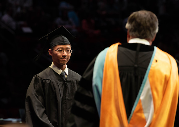 Students graduate from College of Physical Sciences and Engineering. Convocation held in the Hart Building Auditorium.