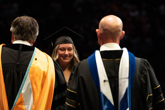 Students graduate from College of Physical Sciences and Engineering. Convocation held in the Hart Building Auditorium.
