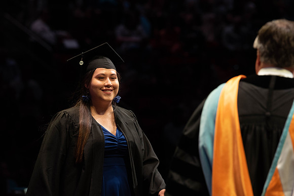 Students graduate from College of Physical Sciences and Engineering. Convocation held in the Hart Building Auditorium.