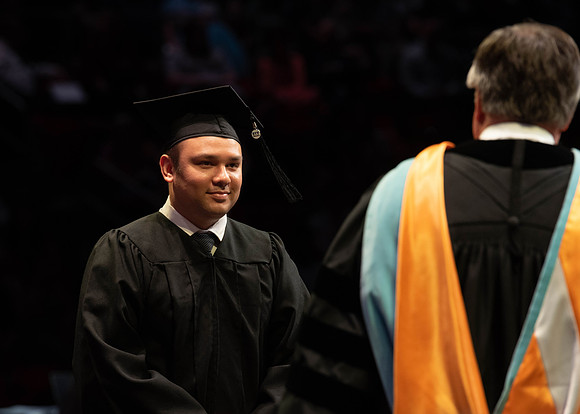 Students graduate from College of Physical Sciences and Engineering. Convocation held in the Hart Building Auditorium.
