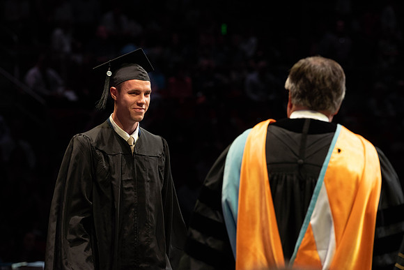 Students graduate from College of Physical Sciences and Engineering. Convocation held in the Hart Building Auditorium.