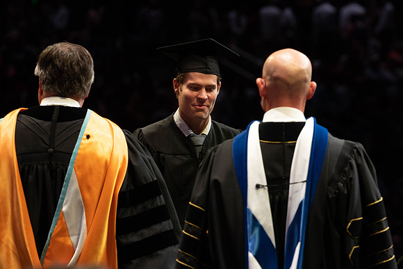 Students graduate from College of Physical Sciences and Engineering. Convocation held in the Hart Building Auditorium.