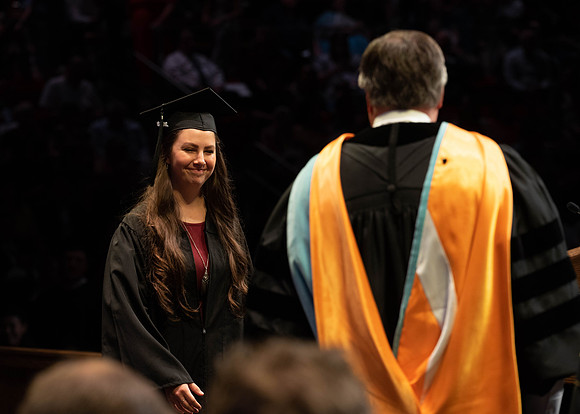 Students graduate from College of Physical Sciences and Engineering. Convocation held in the Hart Building Auditorium.