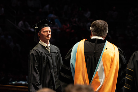Students graduate from College of Physical Sciences and Engineering. Convocation held in the Hart Building Auditorium.