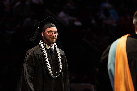 Students graduate from College of Physical Sciences and Engineering. Convocation held in the Hart Building Auditorium.