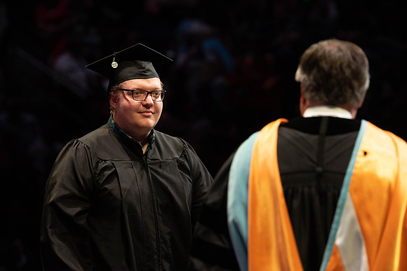 Students graduate from College of Physical Sciences and Engineering. Convocation held in the Hart Building Auditorium.