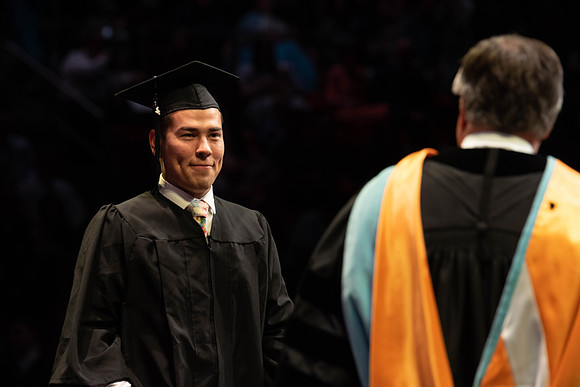 Students graduate from College of Physical Sciences and Engineering. Convocation held in the Hart Building Auditorium.