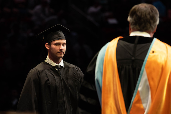 Students graduate from College of Physical Sciences and Engineering. Convocation held in the Hart Building Auditorium.