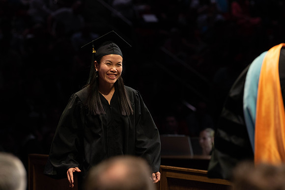 Students graduate from College of Physical Sciences and Engineering. Convocation held in the Hart Building Auditorium.