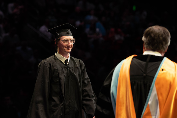 Students graduate from College of Physical Sciences and Engineering. Convocation held in the Hart Building Auditorium.
