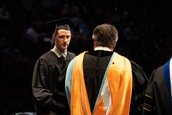 Students graduate from College of Physical Sciences and Engineering. Convocation held in the Hart Building Auditorium.
