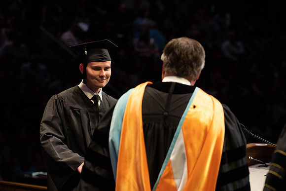 Students graduate from College of Physical Sciences and Engineering. Convocation held in the Hart Building Auditorium.