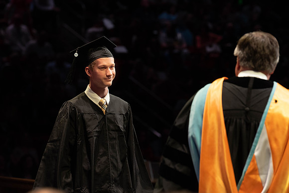 Students graduate from College of Physical Sciences and Engineering. Convocation held in the Hart Building Auditorium.