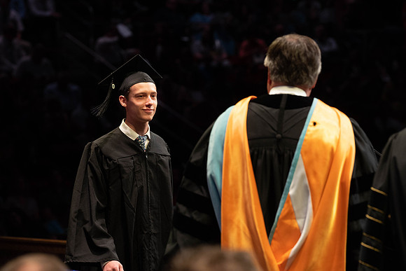 Students graduate from College of Physical Sciences and Engineering. Convocation held in the Hart Building Auditorium.
