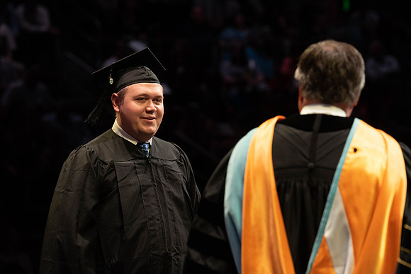 Students graduate from College of Physical Sciences and Engineering. Convocation held in the Hart Building Auditorium.