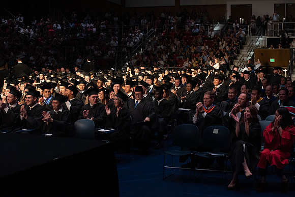 Students graduate from College of Physical Sciences and Engineering. Convocation held in the Hart Building Auditorium.