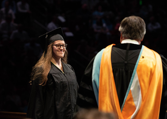 Students graduate from College of Physical Sciences and Engineering. Convocation held in the Hart Building Auditorium.