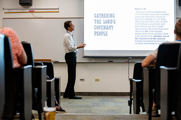Adults gather at Brigham Young Univeristy - Idaho, for classes hosted by different Educators for Education Week.