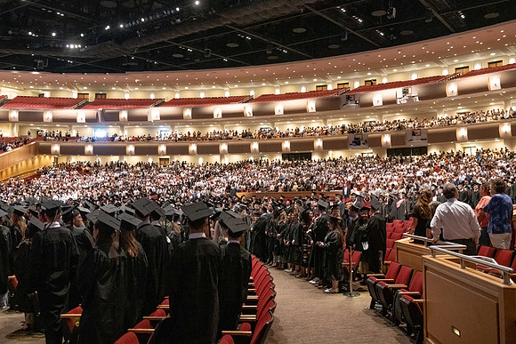 All BYU-Idaho graduates gathered in the BYU-Idaho Center for a commencement ceremony.